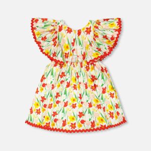 Viscose Dress White Daffodil Print - Image 4