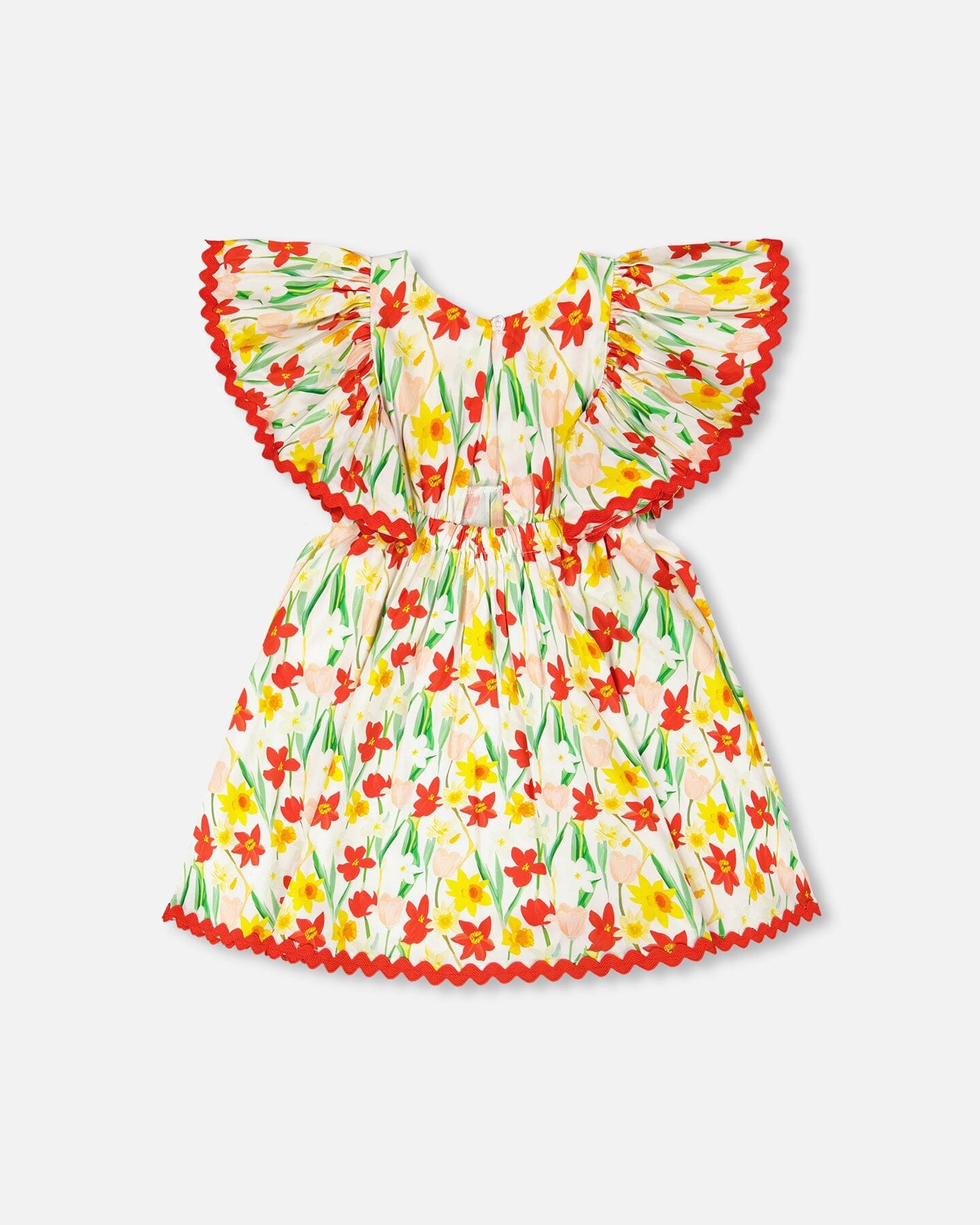 Viscose Dress White Daffodil Print - Image 4