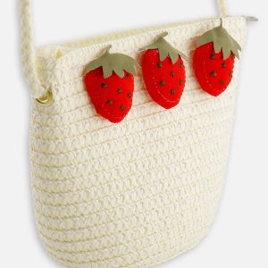 Strawberry Straw Purse Beige - Image 4