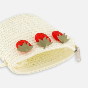 Strawberry Straw Purse Beige - Image 5