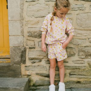 Alternative view of French Terry Shorts Pink Printed Daisies