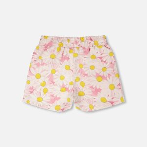 French Terry Shorts Pink Printed Daisies - Image 4
