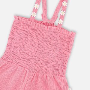 Crinkle Jersey Jumpsuit With Smocking Pink - Image 4