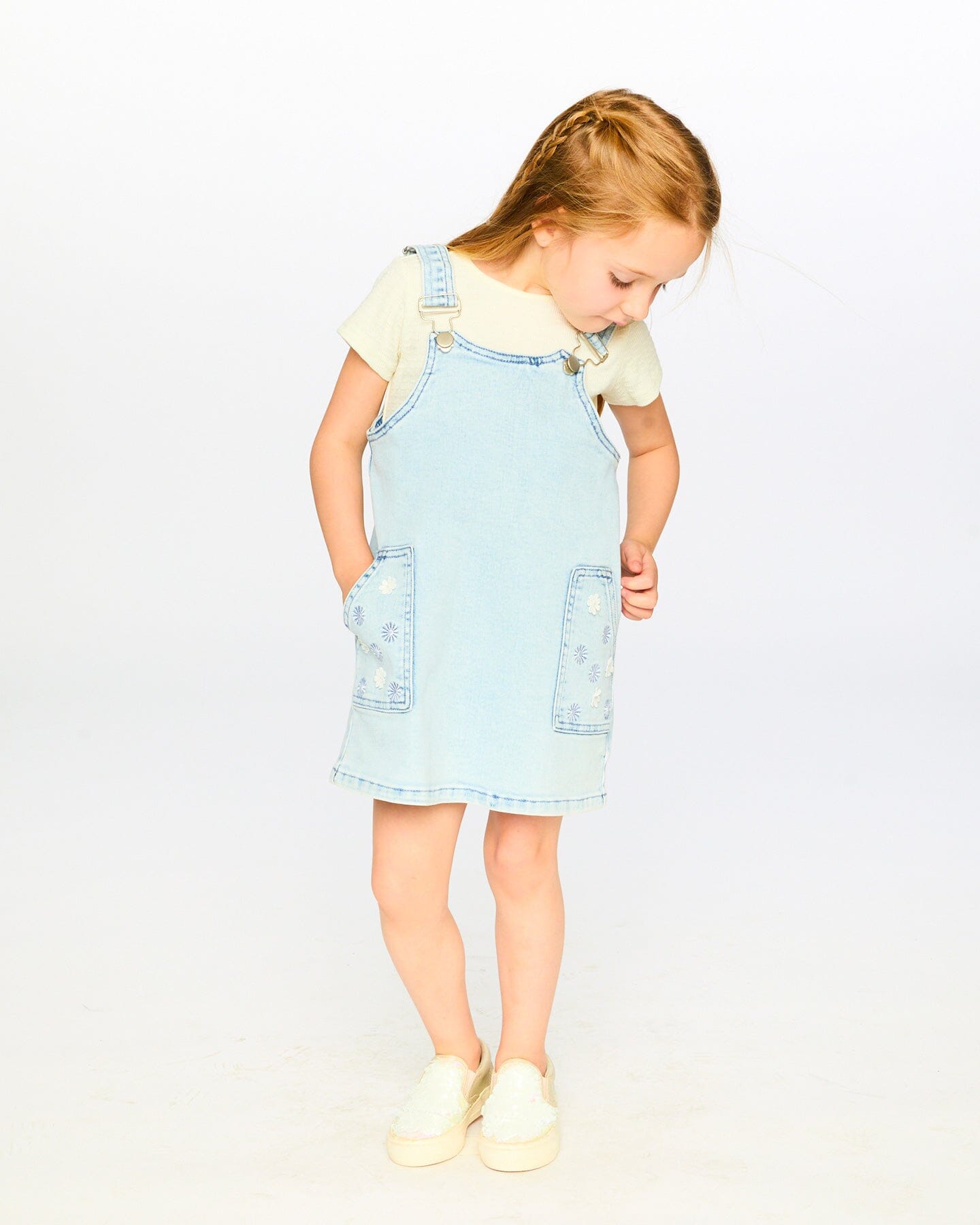 Light Blue Denim Overall Dress - Image 2