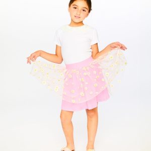 Mesh And Crinkle Jersey Skirt Pink - Image 2