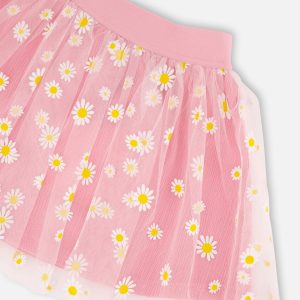 Mesh And Crinkle Jersey Skirt Pink - Image 4