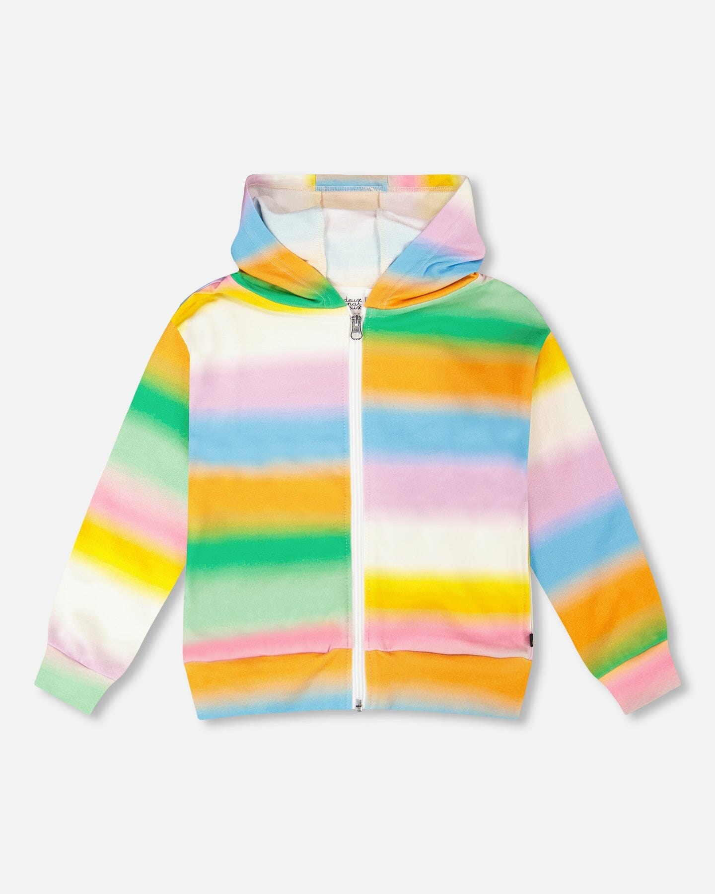 Printed French Terry Zip Front Hoodie Multicolored - Image 11