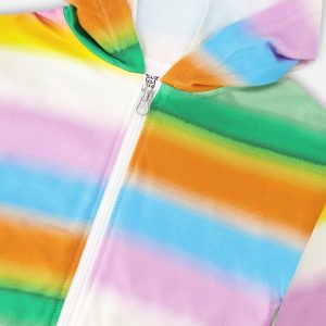 Printed French Terry Zip Front Hoodie Multicolored - Image 4