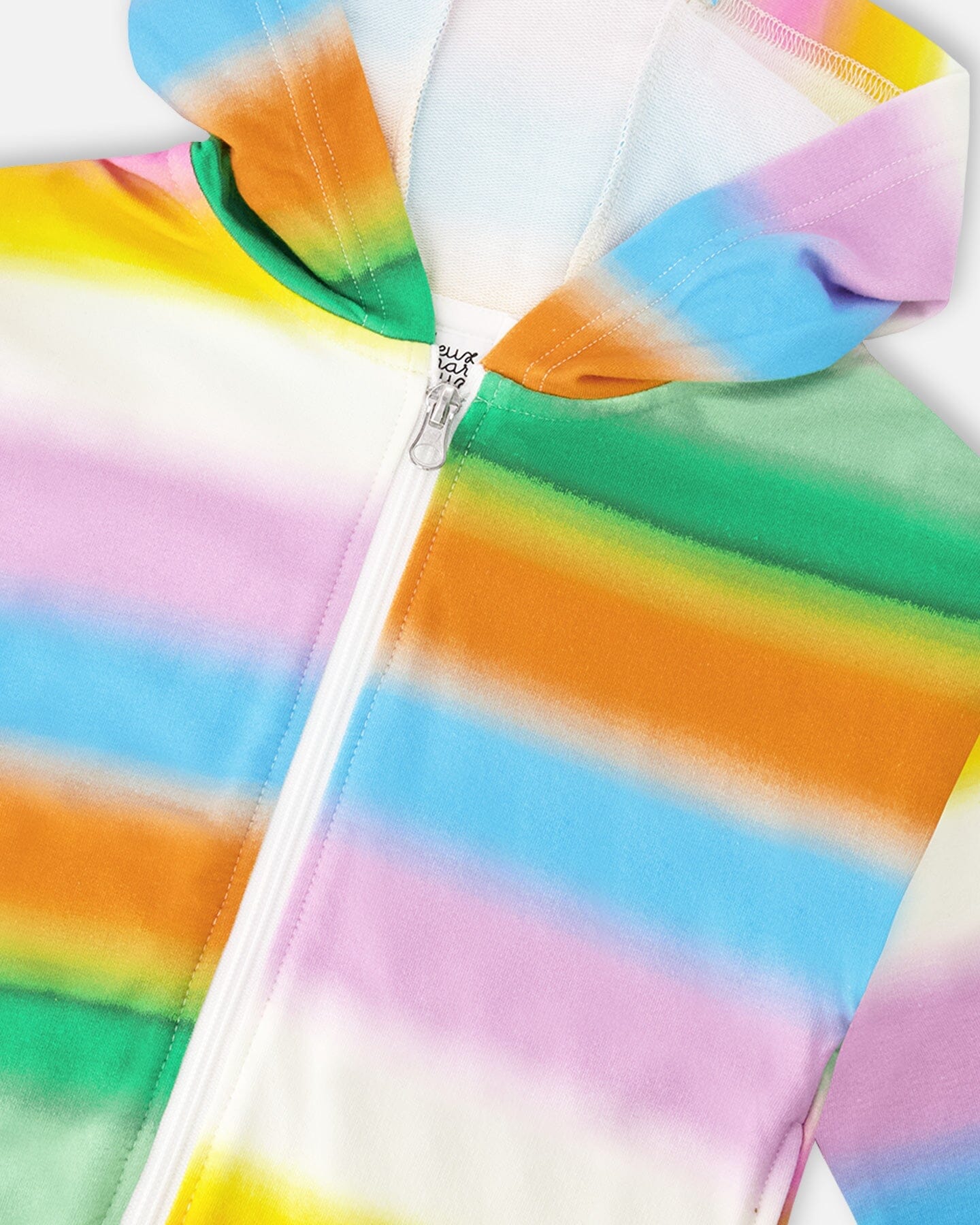 Printed French Terry Zip Front Hoodie Multicolored - Image 4