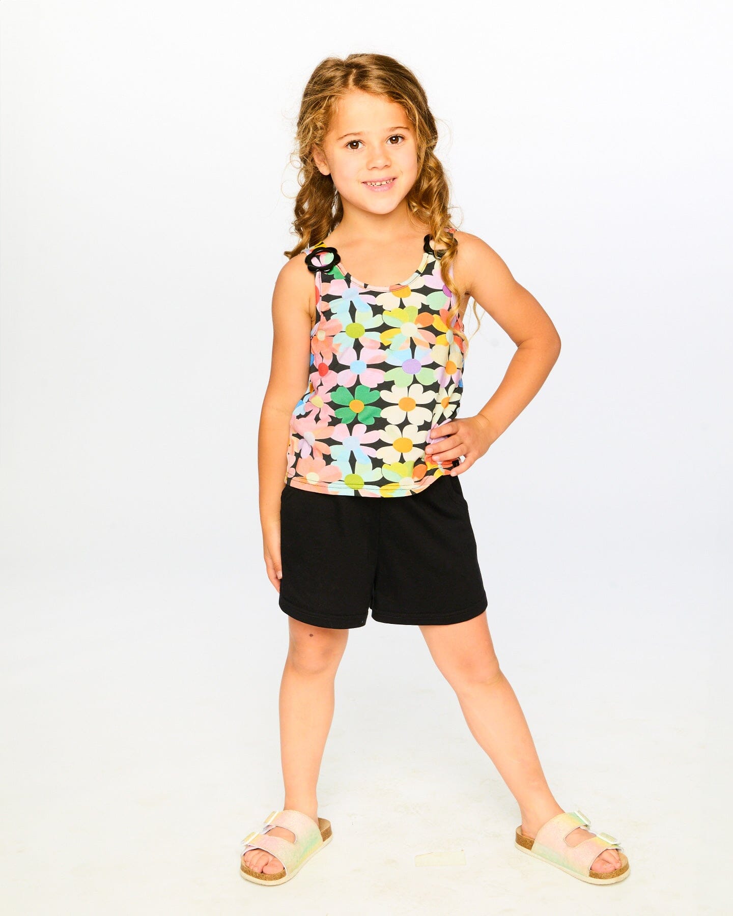 Sleeveless Jersey Jumpsuit Black Printed Flowers - Image 2