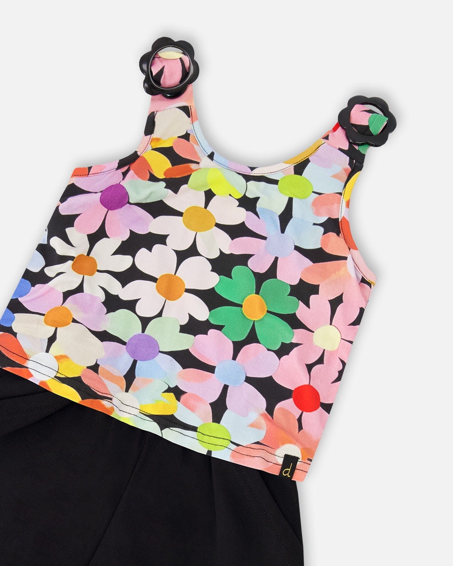 Sleeveless Jersey Jumpsuit Black Printed Flowers - Image 4