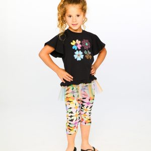 Alternative view of Viscose Leggings Black Printed Flowers
