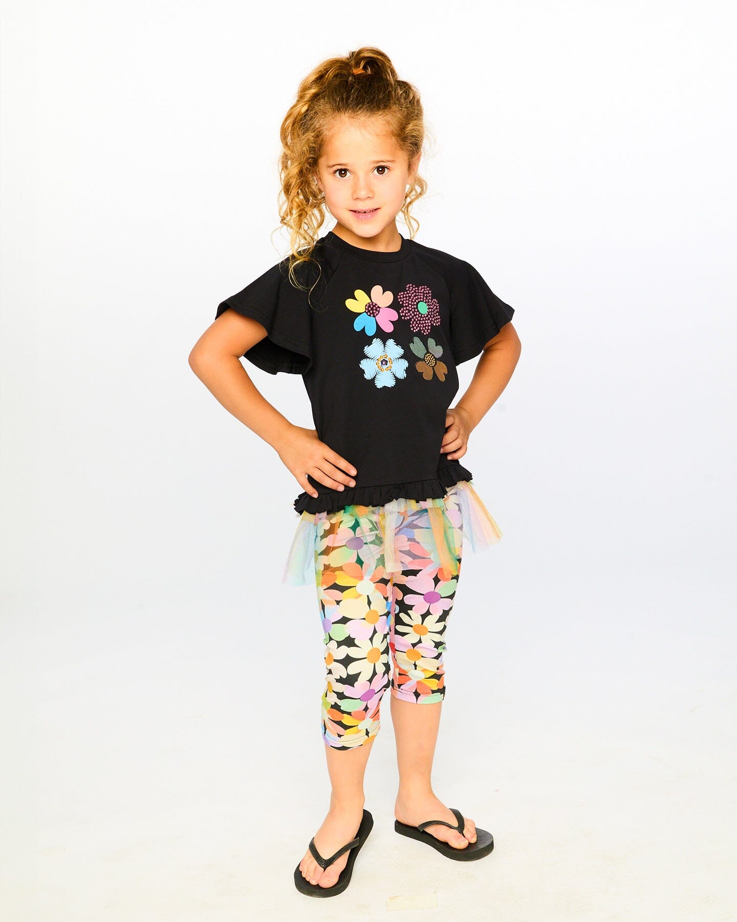 Viscose Leggings Black Printed Flowers - Image 2