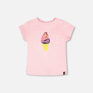 Organic Cotton Jersey Ice Cream T-Shirt Pink - Image 8
