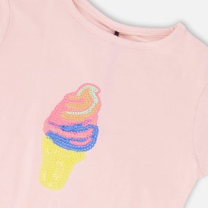 Organic Cotton Jersey Ice Cream T-Shirt Pink - Image 4