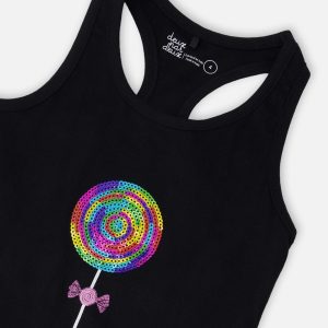 Organic Cotton Jersey Tank Top Black - Image 4