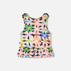 Jersey Tank Top Black Printed Flowers - Image 3