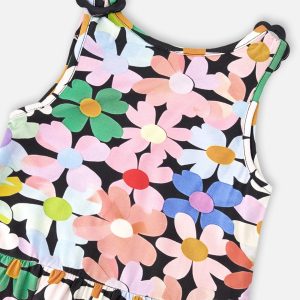 Jersey Tank Top Black Printed Flowers - Image 4