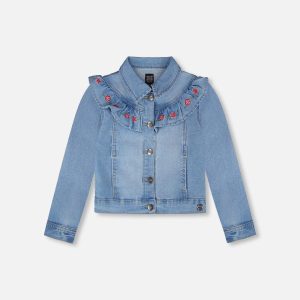 Light Blue Denim Jacket With Embroidery - Image 6