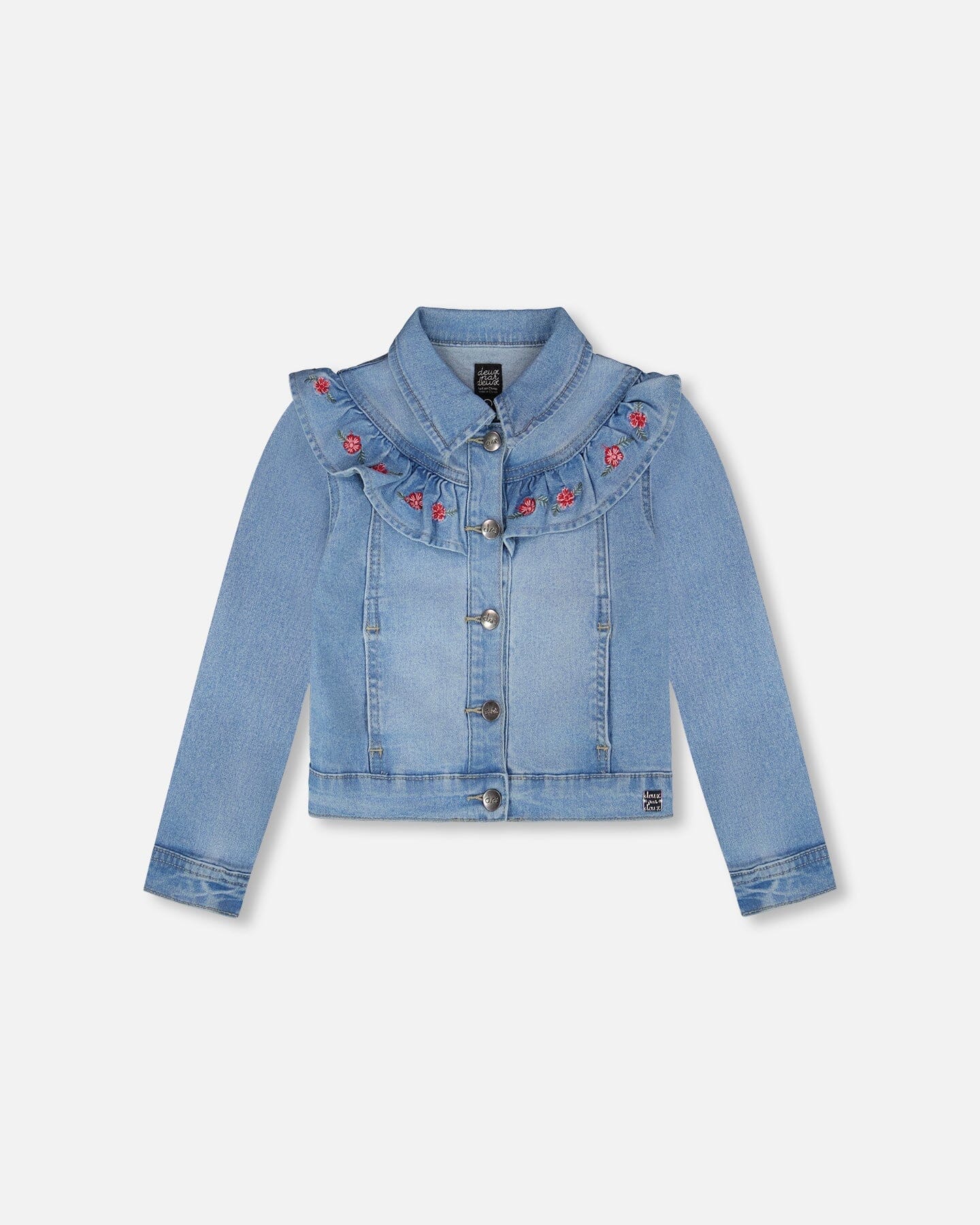 Light Blue Denim Jacket With Embroidery - Image 6