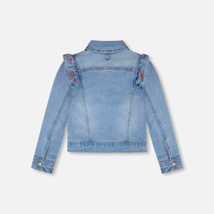 Light Blue Denim Jacket With Embroidery - Image 4