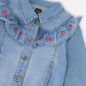 Light Blue Denim Jacket With Embroidery - Image 5