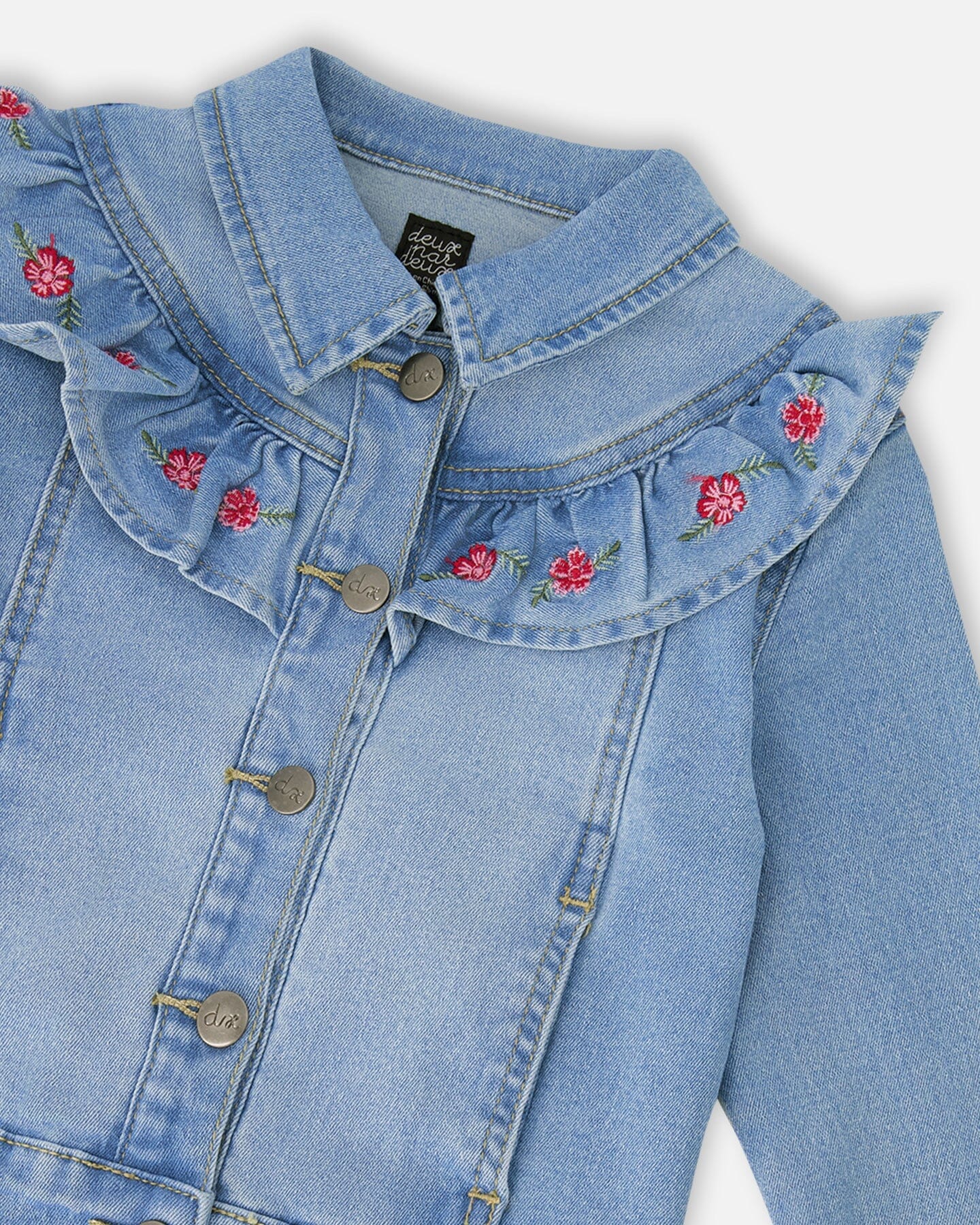 Light Blue Denim Jacket With Embroidery - Image 5