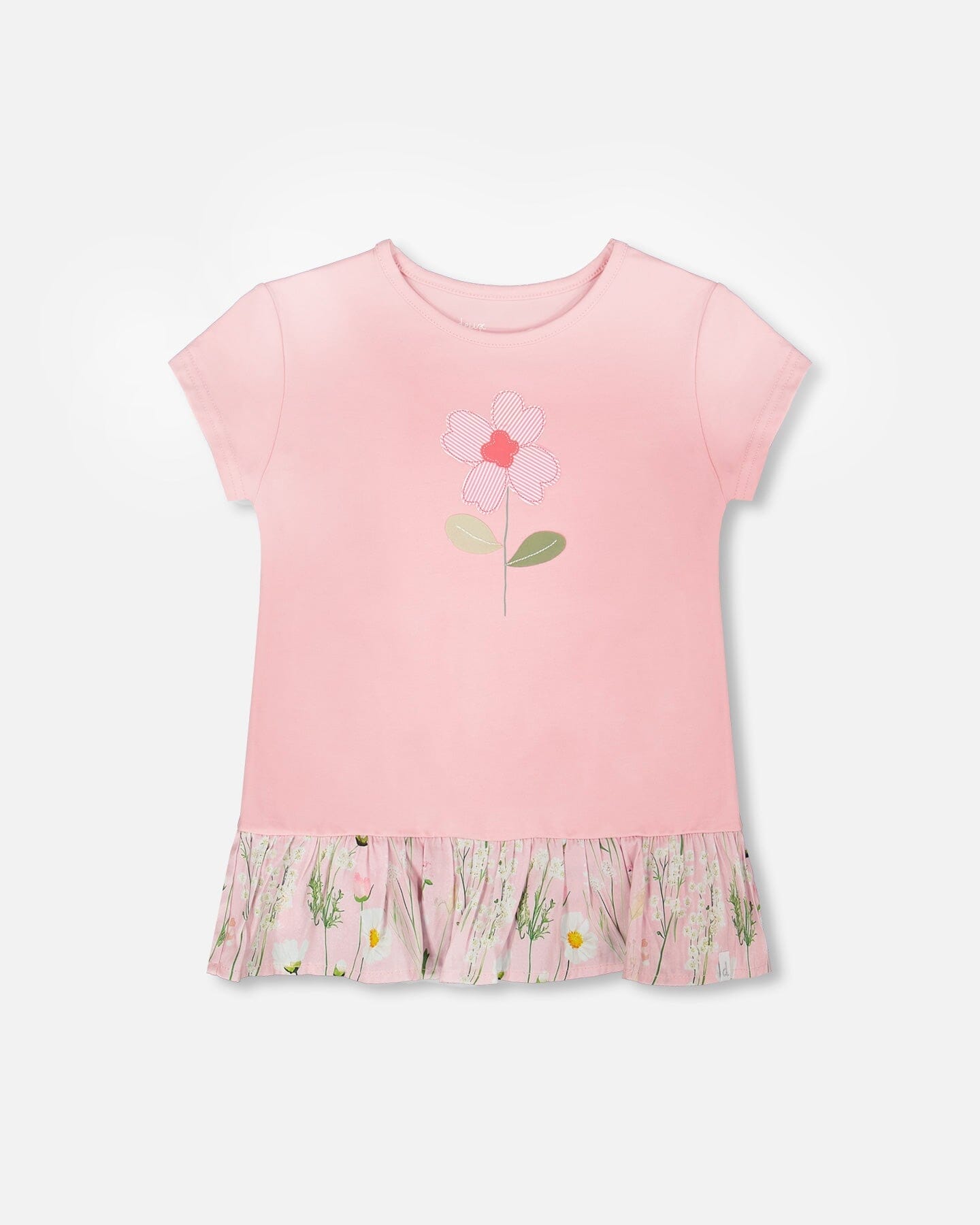 Organic Cotton Bi-Material Tunic With Ruffle Dusty Pink - Image 9
