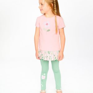 Organic Cotton Bi-Material Tunic With Ruffle Dusty Pink - Image 2