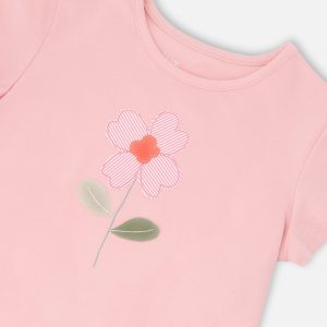 Organic Cotton Bi-Material Tunic With Ruffle Dusty Pink - Image 4