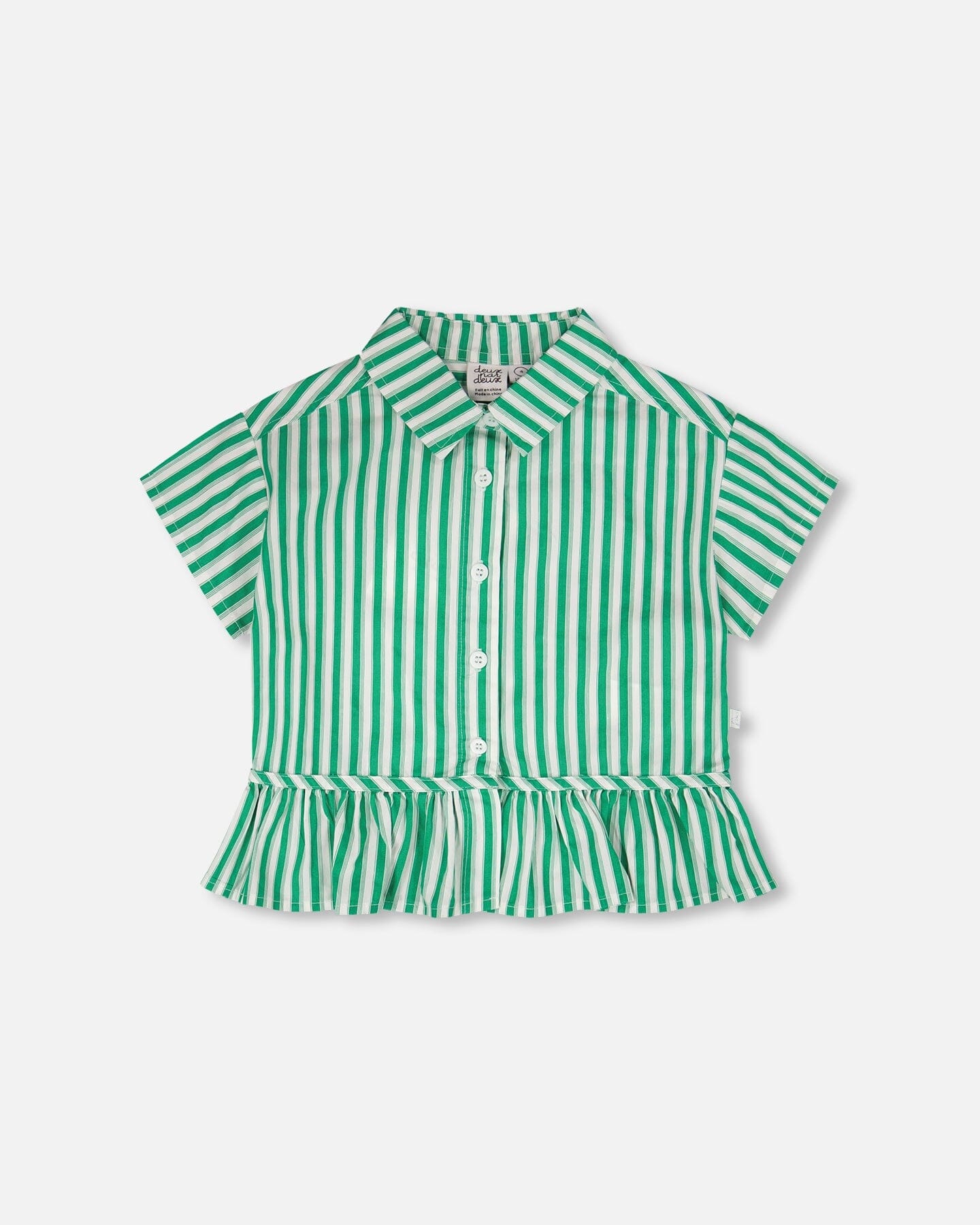 Short Sleeve Striped Button Down Shirt Green - Image 14