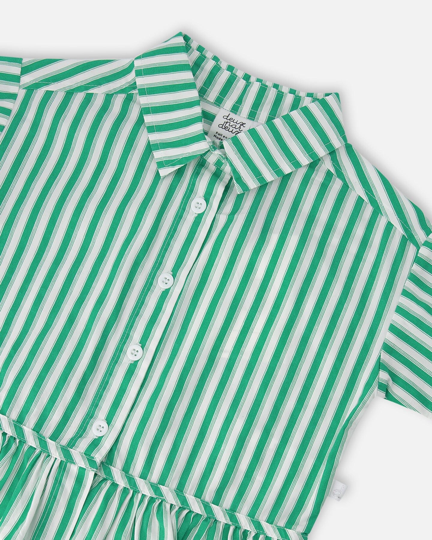 Short Sleeve Striped Button Down Shirt Green - Image 4