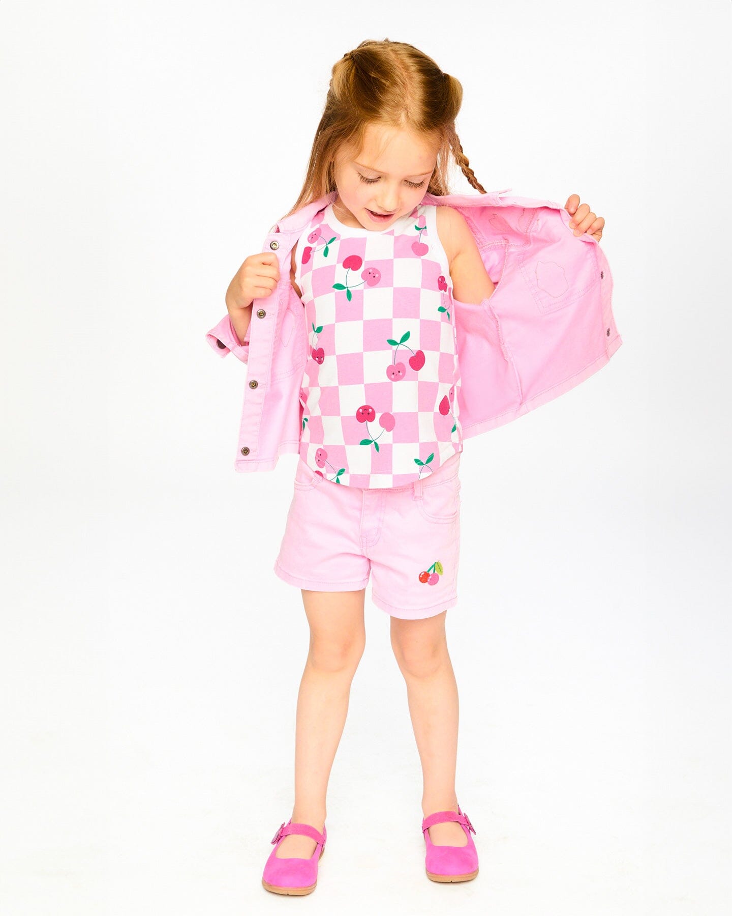 Pink Denim Shorts With Embroidery - Image 2