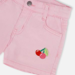 Pink Denim Shorts With Embroidery - Image 4