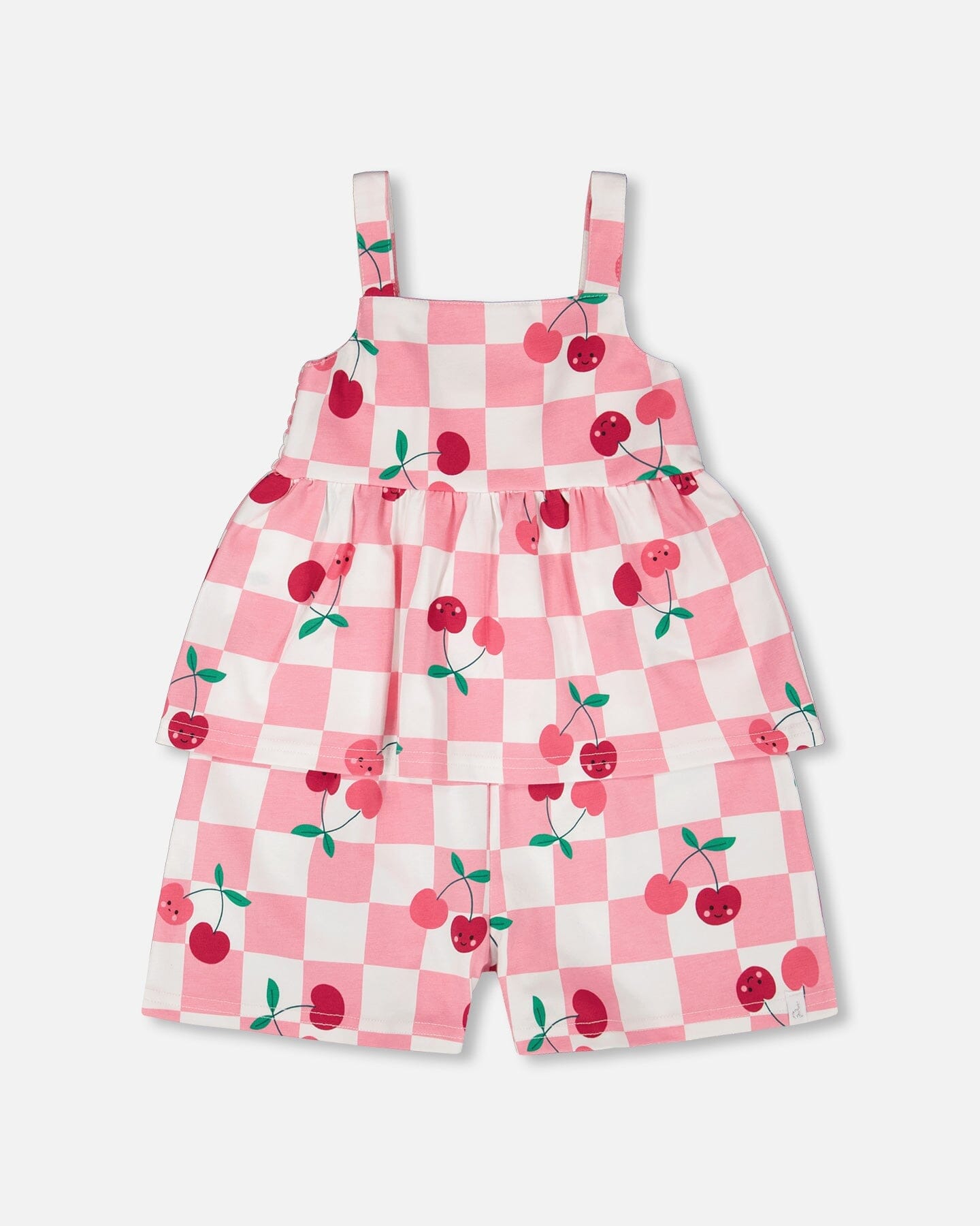 Organic Cotton Jersey Romper Pink Printed Cherries - Image 13