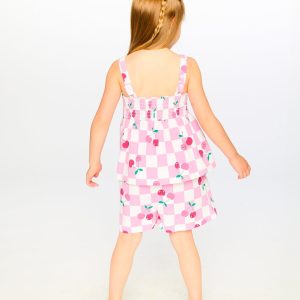 Alternative view of Organic Cotton Jersey Romper Pink Printed Cherries