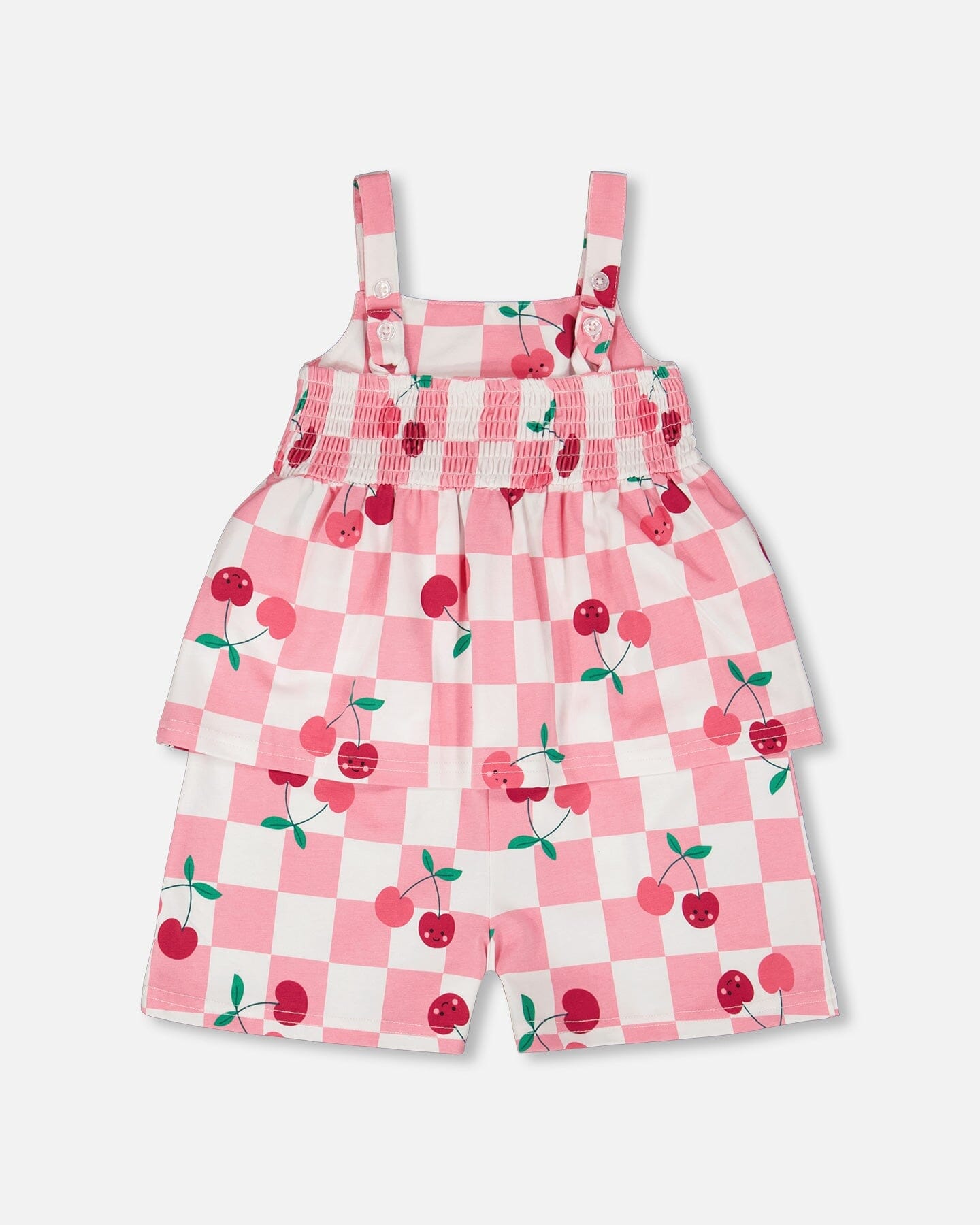 Organic Cotton Jersey Romper Pink Printed Cherries - Image 3