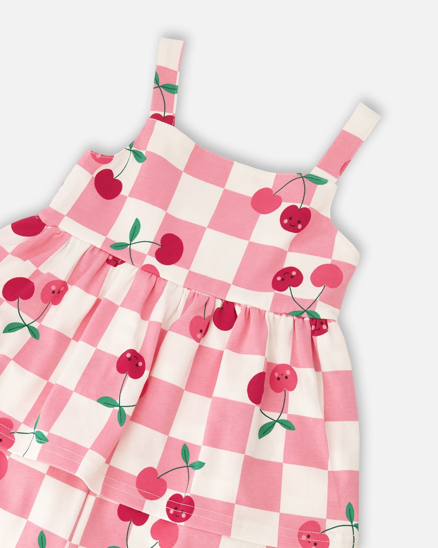 Organic Cotton Jersey Romper Pink Printed Cherries - Image 4