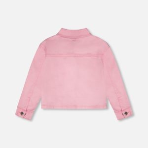 Pink Denim Jacket With Embroidered Patches - Image 3