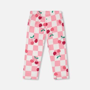 Organic Cotton Jersey Capri Pink Printed Cherries - Image 3