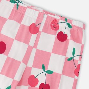Organic Cotton Jersey Capri Pink Printed Cherries - Image 4