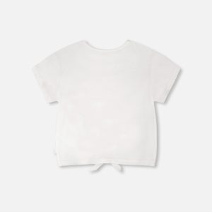 Organic Cotton Jersey T-Shirt With Tie At Waist White - Image 3