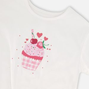 Organic Cotton Jersey T-Shirt With Tie At Waist White - Image 4