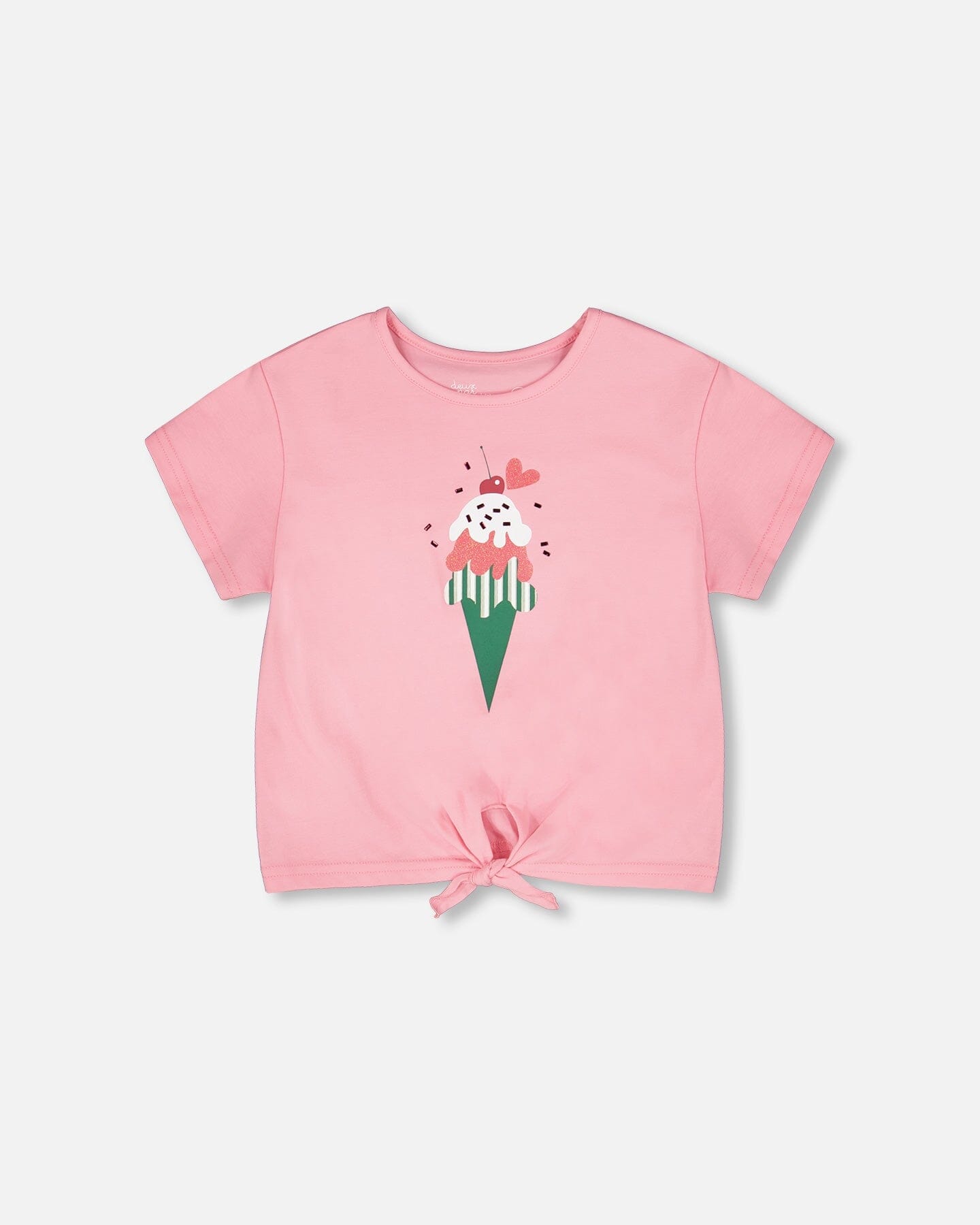 Organic Cotton Jersey T-Shirt With Tie At Waist Pink - Image 5