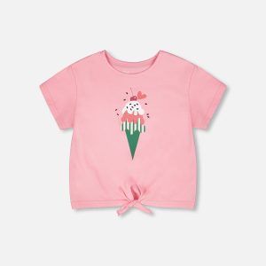 Organic Cotton Jersey T-Shirt With Tie At Waist Pink - Image 10