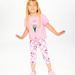 Organic Cotton Jersey T-Shirt With Tie At Waist Pink - Image 2