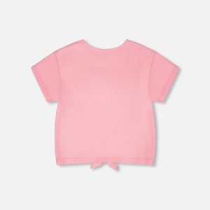 Organic Cotton Jersey T-Shirt With Tie At Waist Pink - Image 3