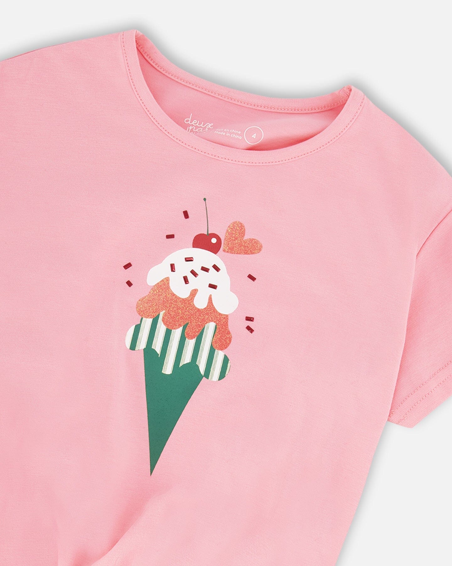 Organic Cotton Jersey T-Shirt With Tie At Waist Pink - Image 4