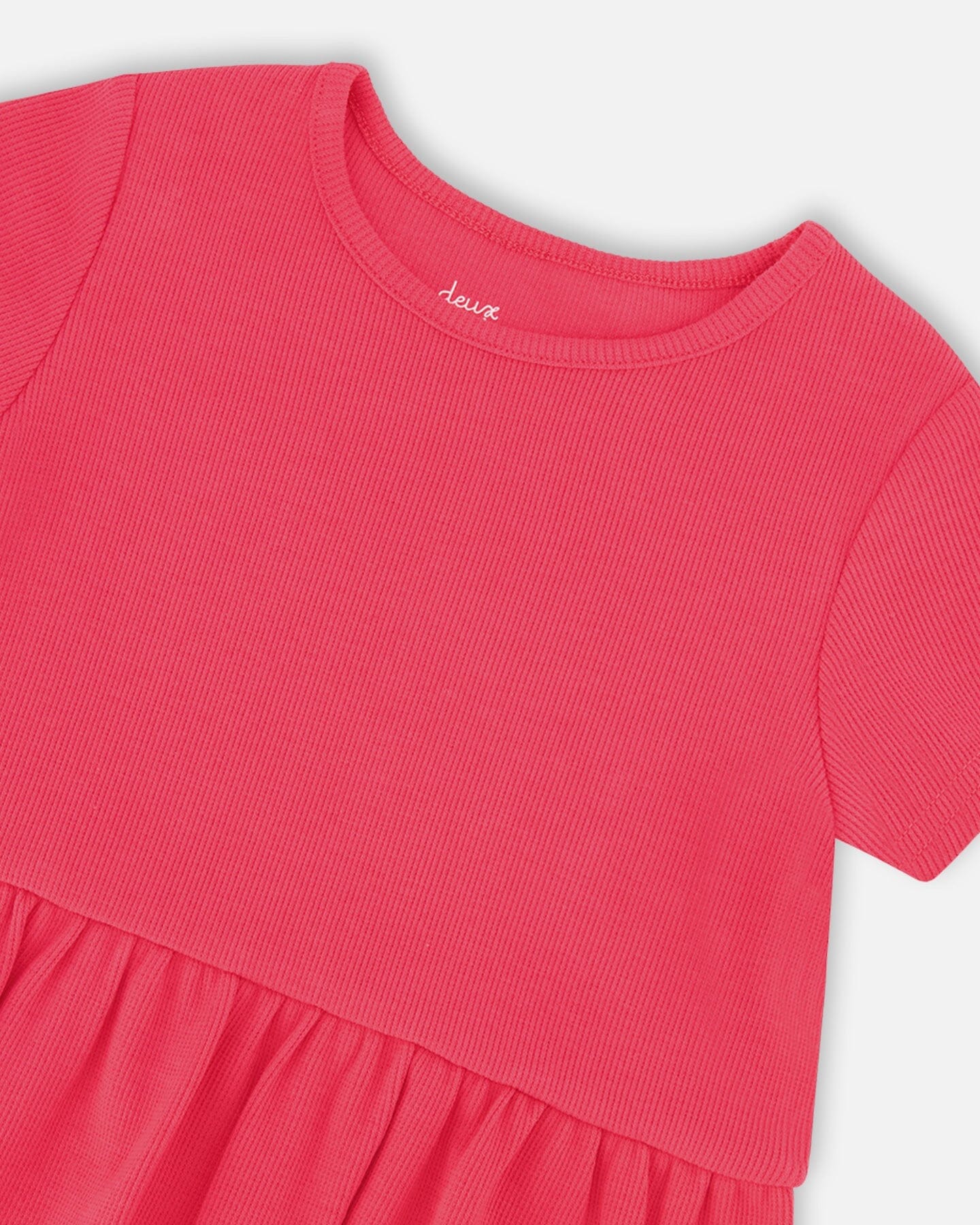 Rib Crop T-Shirt With Frill Pink - Image 3