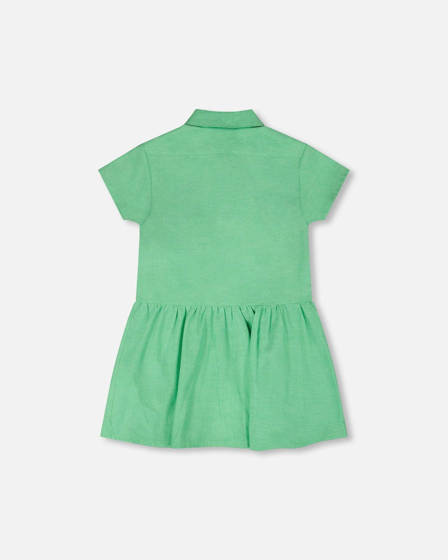 Cotton Shirt Dress With Embroidery Green - Image 3